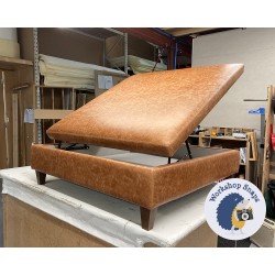 Heartwood Plain & Piped Lid Medium Depth Storage Footstool 122 x 122cm (48 x 48") Antique Matt Leather Bridle - 12.7cm Tapered Leg Oak 9573 Heartwood Plain & Piped Lid Medium Depth Storage Footstool 122 x 122cm (48 x 48") Antique Matt Leather Bridle - 12.7cm Tapered Leg Oak 9573