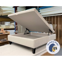 Heartwood Plain & Piped Lid Medium Depth Storage Footstool 122 x 122cm (48 x 48") House Weave Oyster - Tapered Black Leg 9393 Heartwood Plain & Piped Lid Medium Depth Storage Footstool 122 x 122cm (48 x 48") House Weave Oyster - Tapered Black Leg 9393