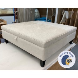 Heartwood Plain & Piped Lid Medium Depth Storage Footstool 122 x 122cm (48 x 48") House Weave Oyster - Tapered Black Leg 9393 Heartwood Plain & Piped Lid Medium Depth Storage Footstool 122 x 122cm (48 x 48") House Weave Oyster - Tapered Black Leg 9393