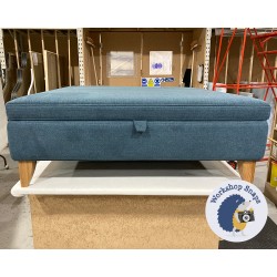 Heartwood Plain & Piped Lid Medium Depth Storage Footstool 122 x 122cm (48 x 48") Soft Weave Peacock - Single Piped Trim - 6ins Convex Tapered Oiled Oak Leg 6673 Heartwood Plain & Piped Lid Medium Depth Storage Footstool 122 x 122cm (48 x 48") Soft Weave Peacock - Single Piped Trim - 6ins Convex Tapered Oiled Oak Leg 6673