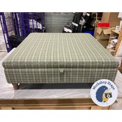 Heartwood Plain & Piped Lid Medium Depth Storage Footstool 122 x 122cm (48 x 48") Wool Check Sea - Single Piped Trim - 5ins Turned Oak Leg 5833 Heartwood Plain & Piped Lid Medium Depth Storage Footstool 122 x 122cm (48 x 48") Wool Check Sea - Single Piped Trim - 5ins Turned Oak Leg 5833