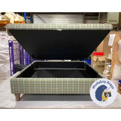 Heartwood Plain & Piped Lid Medium Depth Storage Footstool 122 x 122cm (48 x 48") Wool Check Sea - Single Piped Trim - 5ins Turned Oak Leg 5833 Heartwood Plain & Piped Lid Medium Depth Storage Footstool 122 x 122cm (48 x 48") Wool Check Sea - Single Piped Trim - 5ins Turned Oak Leg 5833