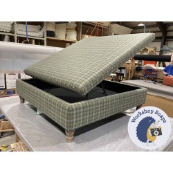 Heartwood Plain & Piped Lid Medium Depth Storage Footstool 122 x 122cm (48 x 48") Wool Check Sea - Single Piped Trim - 5ins Turned Oak Leg 5833 Heartwood Plain & Piped Lid Medium Depth Storage Footstool 122 x 122cm (48 x 48") Wool Check Sea - Single Piped Trim - 5ins Turned Oak Leg 5833