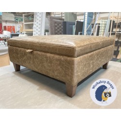 Heartwood Plain & Piped Lid Medium Depth Storage Footstool 91 x 91cm (36 x 36") Antique Matt Leather Bridle - Single Piped Trim - 5" Tapered Oak Leg 5331 Heartwood Plain & Piped Lid Medium Depth Storage Footstool 91 x 91cm (36 x 36") Antique Matt Leather Bridle - Single Piped Trim - 5" Tapered Oak Leg 5331