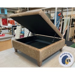 Heartwood Plain & Piped Lid Medium Depth Storage Footstool 91 x 91cm (36 x 36") Antique Matt Leather Bridle - Single Piped Trim - 5" Tapered Oak Leg 5331 Heartwood Plain & Piped Lid Medium Depth Storage Footstool 91 x 91cm (36 x 36") Antique Matt Leather Bridle - Single Piped Trim - 5" Tapered Oak Leg 5331