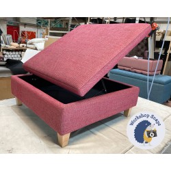 Heartwood Plain & Piped Lid Medium Depth Storage Footstool 91 x 91cm (36 x 36") Basket Weave Fuchsia - 5ins Tapered Leg Natural Leg 5274 Heartwood Plain & Piped Lid Medium Depth Storage Footstool 91 x 91cm (36 x 36") Basket Weave Fuchsia - 5ins Tapered Leg Natural Leg 5274