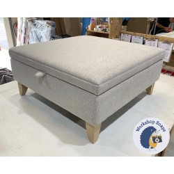 Heartwood Plain & Piped Lid Medium Depth Storage Footstool 91 x 91cm (36 x 36") Basket Weave Light Grey - 6in Convex Tapered Oiled Oak Leg 4924 Heartwood Plain & Piped Lid Medium Depth Storage Footstool 91 x 91cm (36 x 36") Basket Weave Light Grey - 6in Convex Tapered Oiled Oak Leg 4924