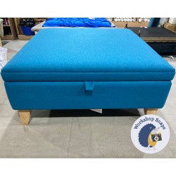Heartwood Plain & Piped Lid Medium Depth Storage Footstool 91 x 91cm (36 x 36") COM Linwood Peacock - 6" Convex Oiled Oak Leg 5588 Heartwood Plain & Piped Lid Medium Depth Storage Footstool 91 x 91cm (36 x 36") COM Linwood Peacock - 6" Convex Oiled Oak Leg 5588