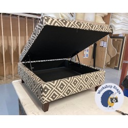 Heartwood Plain & Piped Lid Medium Depth Storage Footstool 91 x 91cm (36 x 36") Geometric Bricks Ebony - 5ins Tapered Mahogany Leg 7488 Heartwood Plain & Piped Lid Medium Depth Storage Footstool 91 x 91cm (36 x 36") Geometric Bricks Ebony - 5ins Tapered Mahogany Leg 7488