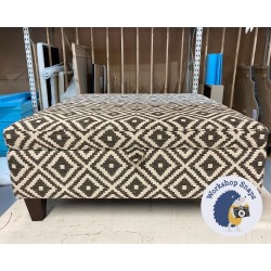 Heartwood Plain & Piped Lid Medium Depth Storage Footstool 91 x 91cm (36 x 36") Geometric Bricks Ebony - 5ins Tapered Mahogany Leg 7488 Heartwood Plain & Piped Lid Medium Depth Storage Footstool 91 x 91cm (36 x 36") Geometric Bricks Ebony - 5ins Tapered Mahogany Leg 7488