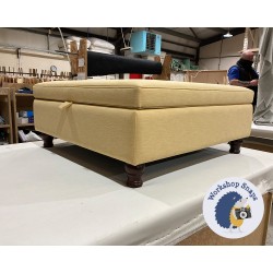Heartwood Plain & Piped Lid Medium Depth Storage Footstool 91 x 91cm (36 x 36") House Cotton Mustard - Single Piped Trim - 4ins Turned Mahogany Leg 6540 Heartwood Plain & Piped Lid Medium Depth Storage Footstool 91 x 91cm (36 x 36") House Cotton Mustard - Single Piped Trim - 4ins Turned Mahogany Leg 6540