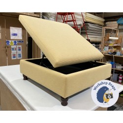 Heartwood Plain & Piped Lid Medium Depth Storage Footstool 91 x 91cm (36 x 36") House Cotton Mustard - Single Piped Trim - 4ins Turned Mahogany Leg 6540 Heartwood Plain & Piped Lid Medium Depth Storage Footstool 91 x 91cm (36 x 36") House Cotton Mustard - Single Piped Trim - 4ins Turned Mahogany Leg 6540
