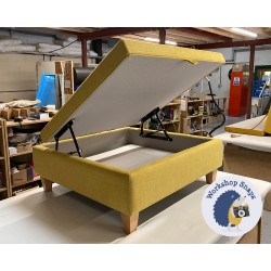 Heartwood Plain & Piped Lid Medium Depth Storage Footstool 91 x 91cm (36 x 36") Soft Weave Mustard - 5ins Tapered Natural Leg - 8907 Heartwood Plain & Piped Lid Medium Depth Storage Footstool 91 x 91cm (36 x 36") Soft Weave Mustard - 5ins Tapered Natural Leg - 8907