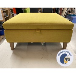 Heartwood Plain & Piped Lid Medium Depth Storage Footstool 91 x 91cm (36 x 36") Soft Weave Mustard - Single Piped Trim - 6ins Concave Tapered Oiled Oak Leg Heartwood Plain & Piped Lid Medium Depth Storage Footstool 91 x 91cm (36 x 36") Soft Weave Mustard - Single Piped Trim - 6ins Concave Tapered Oiled Oak Leg
