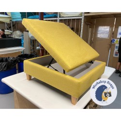 Heartwood Plain & Piped Lid Medium Depth Storage Footstool 91 x 91cm (36 x 36") Soft Weave Mustard - 5ins Tapered Natural Leg - 8907 Heartwood Plain & Piped Lid Medium Depth Storage Footstool 91 x 91cm (36 x 36") Soft Weave Mustard - 5ins Tapered Natural Leg - 8907