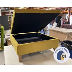 Heartwood Plain & Piped Lid Medium Depth Storage Footstool 91 x 91cm (36 x 36") Soft Weave Mustard - Single Piped Trim - 6ins Concave Tapered Oiled Oak Leg Heartwood Plain & Piped Lid Medium Depth Storage Footstool 91 x 91cm (36 x 36") Soft Weave Mustard - Single Piped Trim - 6ins Concave Tapered Oiled Oak Leg