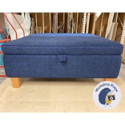 Heartwood Plain & Piped Lid Medium Depth Storage Footstool 91 x 91cm (36 x 36") Soft Weave Sapphire - Single Piped Trim - 5ins Tapered Natural Leg 7458 Heartwood Plain & Piped Lid Medium Depth Storage Footstool 91 x 91cm (36 x 36") Soft Weave Sapphire - Single Piped Trim - 5ins Tapered Natural Leg 7458