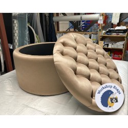 Selwood Deep Buttoned & Piped Lid Full Depth Round Storage Footstool 80cm (31") Customers Own Material - Faux Suede 6432 Selwood Deep Buttoned & Piped Lid Full Depth Round Storage Footstool 80cm (31") Customers Own Material - Faux Suede 6432