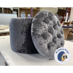 Selwood Deep Buttoned & Piped Lid Full Depth Round Storage Footstool 51cm (20") JBrown Modena Steel - Single Piped Trim 9532 Selwood Deep Buttoned & Piped Lid Full Depth Round Storage Footstool 51cm (20") JBrown Modena Steel - Single Piped Trim 9532