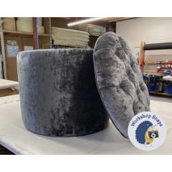 Selwood Deep Buttoned & Piped Lid Full Depth Round Storage Footstool 51cm (20") JBrown Modena Steel - Single Piped Trim 9532 Selwood Deep Buttoned & Piped Lid Full Depth Round Storage Footstool 51cm (20") JBrown Modena Steel - Single Piped Trim 9532
