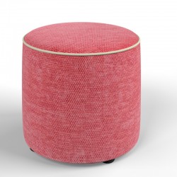 Florence Upholstered Top with Piping Drum Stool 38 x 33cm (15 x 13") in Eco Bobble Coral - Contrast Piped in House Cotton Vanilla - No Trim Florence Upholstered Top with Piping Drum Stool 38 x 33cm (15 x 13") in Eco Bobble Coral - Contrast Piped in House Cotton Vanilla - No Trim