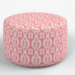 Florence Upholstered Top with Piping Drum Stool 61 x 33cm (24 x 13") in Charlotte Gaisford Georgie Girl 2 Pink - Contrast Piped in House Cotton Vanilla - No Trim Florence Upholstered Top with Piping Drum Stool 61 x 33cm (24 x 13") in Charlotte Gaisford Georgie Girl 2 Pink - Contrast Piped in House Cotton Vanilla - No Trim