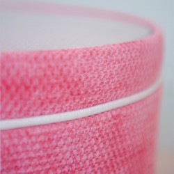 Gosford Glass Insert with Band & Piping Drum Stool 38 x 33cm (15 x 13") in Eco Bobble Coral - Contrast Piped in House Cotton Vanilla - No Trim Gosford Glass Insert with Band & Piping Drum Stool 38 x 33cm (15 x 13") in Eco Bobble Coral - Contrast Piped in House Cotton Vanilla - No Trim