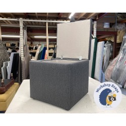 Brechfa Plain Lid Storage Ottoman 48 x 48cm (19 x 19") in Textured Weave Slate - 9601 Brechfa Plain Lid Storage Ottoman 48 x 48cm (19 x 19") in Textured Weave Slate - 9601