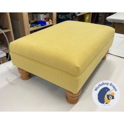 Wentwood Plain Top Footstool with Border 61 x 41cm (24 x 16") in Romo Linara Tumeric - 61x41cm - 10.2cm Turned Leg Natural 9673 Wentwood Plain Top Footstool with Border 61 x 41cm (24 x 16") in Romo Linara Tumeric - 61x41cm - 10.2cm Turned Leg Natural 9673