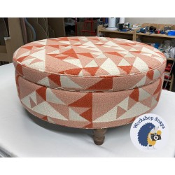 Winterfold Plain & Piped Lid Medium Depth Round Storage Footstool 102cm (40") COM Stroheim Junipero Dusty Rose - Single Piped Trim - 12.7cm Turned Leg Oak 9611 Winterfold Plain & Piped Lid Medium Depth Round Storage Footstool 102cm (40") COM Stroheim Junipero Dusty Rose - Single Piped Trim - 12.7cm Turned Leg Oak 9611