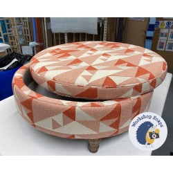Winterfold Plain & Piped Lid Medium Depth Round Storage Footstool 102cm (40") COM Stroheim Junipero Dusty Rose - Single Piped Trim - 12.7cm Turned Leg Oak 9611 Winterfold Plain & Piped Lid Medium Depth Round Storage Footstool 102cm (40") COM Stroheim Junipero Dusty Rose - Single Piped Trim - 12.7cm Turned Leg Oak 9611