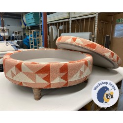 Winterfold Plain & Piped Lid Medium Depth Round Storage Footstool 102cm (40") COM Stroheim Junipero Dusty Rose - Single Piped Trim - 12.7cm Turned Leg Oak 9611 Winterfold Plain & Piped Lid Medium Depth Round Storage Footstool 102cm (40") COM Stroheim Junipero Dusty Rose - Single Piped Trim - 12.7cm Turned Leg Oak 9611