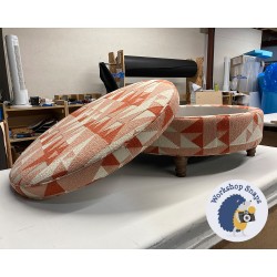 Winterfold Plain & Piped Lid Medium Depth Round Storage Footstool 102cm (40") COM Stroheim Junipero Dusty Rose - Single Piped Trim - 12.7cm Turned Leg Oak 9611 Winterfold Plain & Piped Lid Medium Depth Round Storage Footstool 102cm (40") COM Stroheim Junipero Dusty Rose - Single Piped Trim - 12.7cm Turned Leg Oak 9611