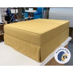 Bespoke Design Valanced Footstool in COM Thibaut Veda Straw - 100 x 130cm - Self Piped Top Edge of Cushion and Valance 9631