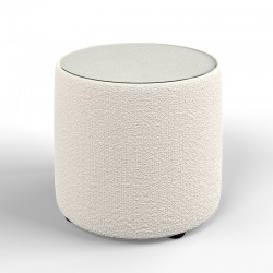 Galloway Glass Insert Drum Stool 38 x 33cm (15 x 13") in Large Boucle Ivory - No Trim Galloway Glass Insert Drum Stool 38 x 33cm (15 x 13") in Large Boucle Ivory - No Trim