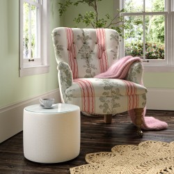 Galloway Glass Insert Drum Stool 38 x 33cm (15 x 13") in Large Boucle Ivory - No Trim Galloway Glass Insert Drum Stool 38 x 33cm (15 x 13") in Large Boucle Ivory - No Trim