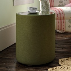 Galloway Glass Insert Drum Stool 38 x 46cm (15 x 18") in Soft Weave Forest - No Trim Galloway Glass Insert Drum Stool 38 x 46cm (15 x 18") in Soft Weave Forest - No Trim