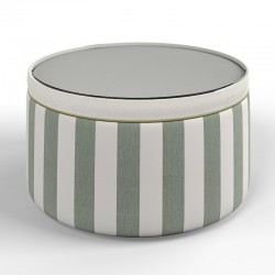 Gosford Glass Insert with Band & Piping Drum Stool 61 x 33cm (24 x 13") Custom Fabric: TOP & BAND Pure Cotton Snow, PIPING Wool Plain Willow, BODY Ian Mankin Devon Stripe Sage - No Trim Gosford Glass Insert with Band & Piping Drum Stool 61 x 33cm (24 x 13") Custom Fabric: TOP & BAND Pure Cotton Snow, PIPING Wool Plain Willow, BODY Ian Mankin Devon Stripe Sage - No Trim