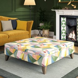 Image for style reference; Heartwood Plain & Piped Lid Medium Depth Storage Footstool in Linwood Crystal Velvet - 6ins Convex Washed Oak Leg Image for style reference; Heartwood Plain & Piped Lid Medium Depth Storage Footstool in Linwood Crystal Velvet - 6ins Convex Washed Oak Leg