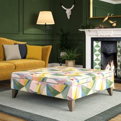 Image for style reference; Heartwood Plain & Piped Lid Medium Depth Storage Footstool in Linwood Crystal Velvet - 6ins Convex Washed Oak Leg Image for style reference; Heartwood Plain & Piped Lid Medium Depth Storage Footstool in Linwood Crystal Velvet - 6ins Convex Washed Oak Leg