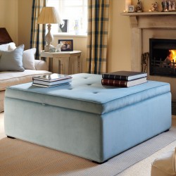 Image for style reference; Whinfell Shallow Buttoned & Piped Lid Full Depth Storage Footstool in Soft Velvet Sky Image for style reference; Whinfell Shallow Buttoned & Piped Lid Full Depth Storage Footstool in Soft Velvet Sky