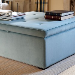 Image for style reference; Whinfell Shallow Buttoned & Piped Lid Full Depth Storage Footstool in Soft Velvet Sky Image for style reference; Whinfell Shallow Buttoned & Piped Lid Full Depth Storage Footstool in Soft Velvet Sky