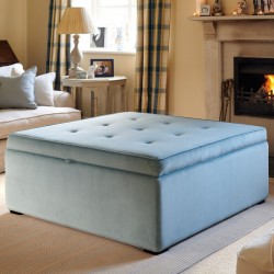 Image for style reference; Whinfell Shallow Buttoned & Piped Lid Full Depth Storage Footstool in Soft Velvet Sky Image for style reference; Whinfell Shallow Buttoned & Piped Lid Full Depth Storage Footstool in Soft Velvet Sky