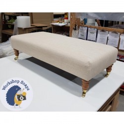Arden Plain Top Bench Stool 122x53cm (48x21") - Faux Leather Cream - Corner Studs - 9ins Tapered Natural Leg 5505