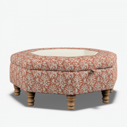 Delamere Octagonal Storage Ottoman 102cm (40") with Bone Corian Inlay in Fermoie Aylsham - Top Edge Backtacked - 12.7cm (5") Turned Leg Oak - No Trim Delamere Octagonal Storage Ottoman 102cm (40") with Bone Corian Inlay in Fermoie Aylsham - Top Edge Backtacked - 12.7cm (5") Turned Leg Oak - No Trim