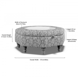 Delamere Octagonal Storage Ottoman 121cm (48") with Bone Corian Inlay Delamere Octagonal Storage Ottoman 121cm (48") with Bone Corian Inlay