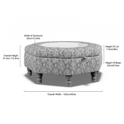 Delamere Octagonal Storage Ottoman 102cm (40") with Bone Corian Inlay Delamere Octagonal Storage Ottoman 102cm (40") with Bone Corian Inlay