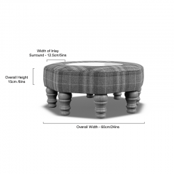 Cadora Octagonal Ottoman 60cm (24") with Arabescato Italian Marble Inlay
