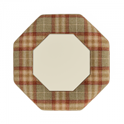 Cadora Octagonal Ottoman 60cm (24") with Corian Inlay in Moon Wool Threshfield Agate - Top Edge Self Piped - 12.7cm (5") Turned Leg Oak - No Trim Cutout